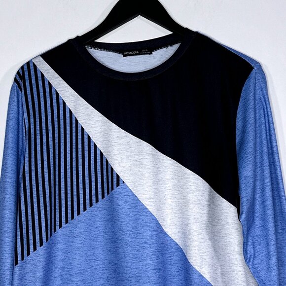 Noracora Women's Long Sleeve Pull Over Geometric Pattern Crewneck Shirt Size L - Picture 2 of 11